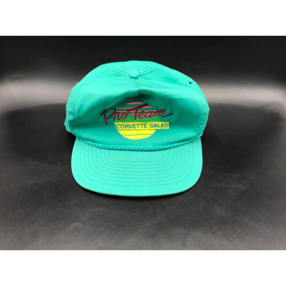 Corvette Sales Teal Blue Cap with Rope Detail Hat Adjustable Strap Hat Otto Cap